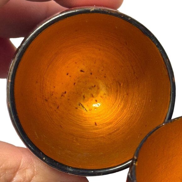 Russian Khokhloma Hand Painted Folk Art VTG 3Pc Lidded Spice Trinket Containers - Picture 7 of 13